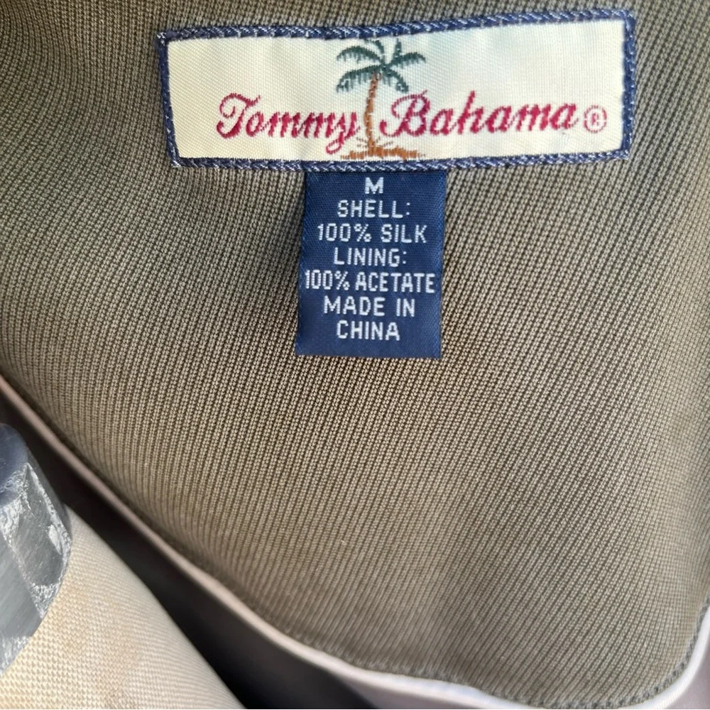 Tommy Bahama Silk Coat M Hidden Hood Full Zip Army Green - Picture 11 of 15